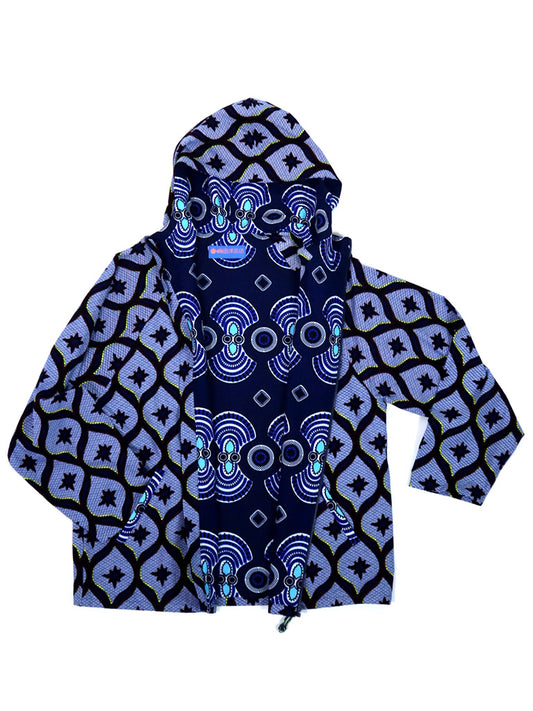 ポケット付きジップアップパーカー・ブルー×コングレス