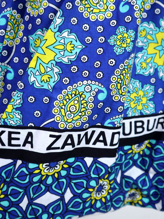 カンガのバルーンスカート・ブルー×イエローフラワー