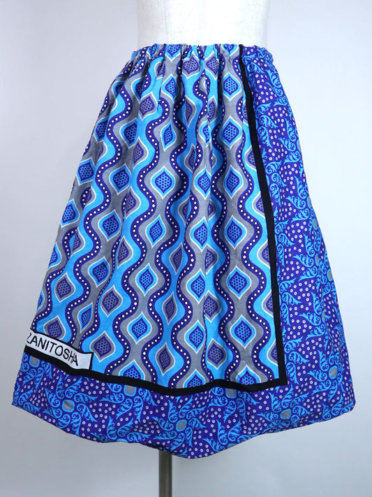 カンガのバルーンスカート・ブルー×グレー