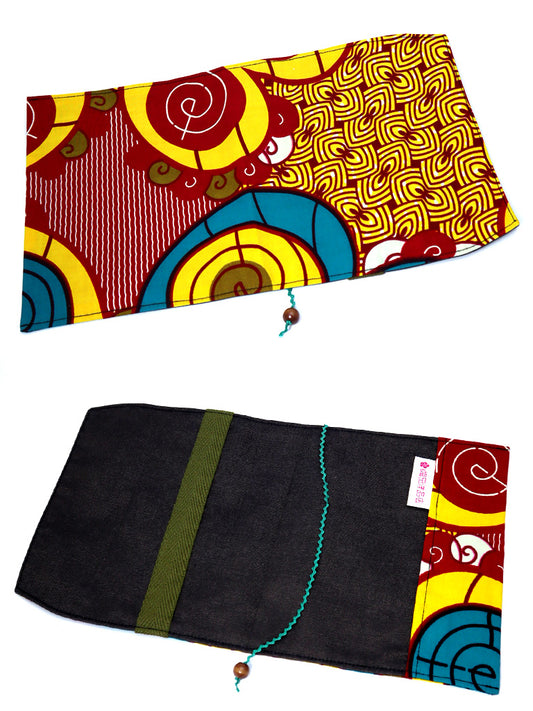 【文庫用】アフリカンプリントのブックカバー・レッドライン