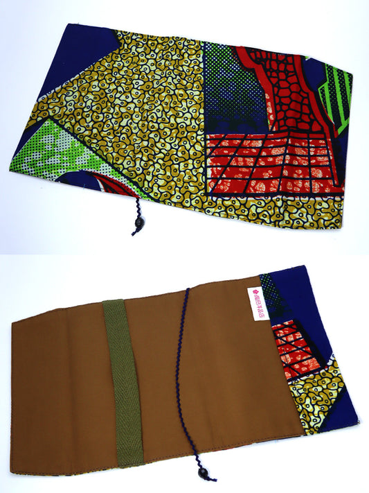 【文庫用】アフリカンプリントのブックカバー・オーカーブロックス