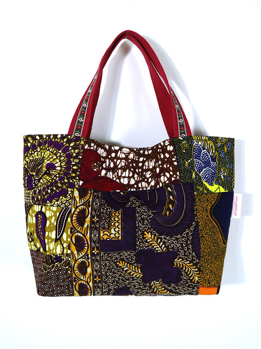 アップサイクルのパッチワーク・モチーフ・トートバッグ/グリーンローズ