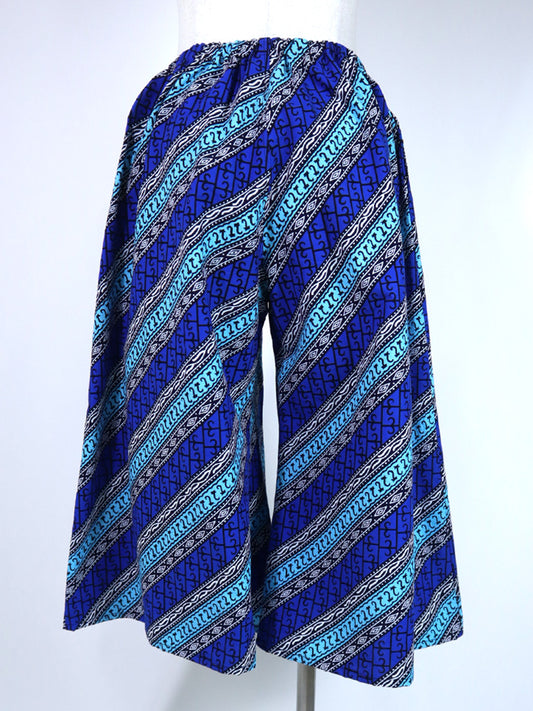 ポケット付きガウチョパンツ/ブルー