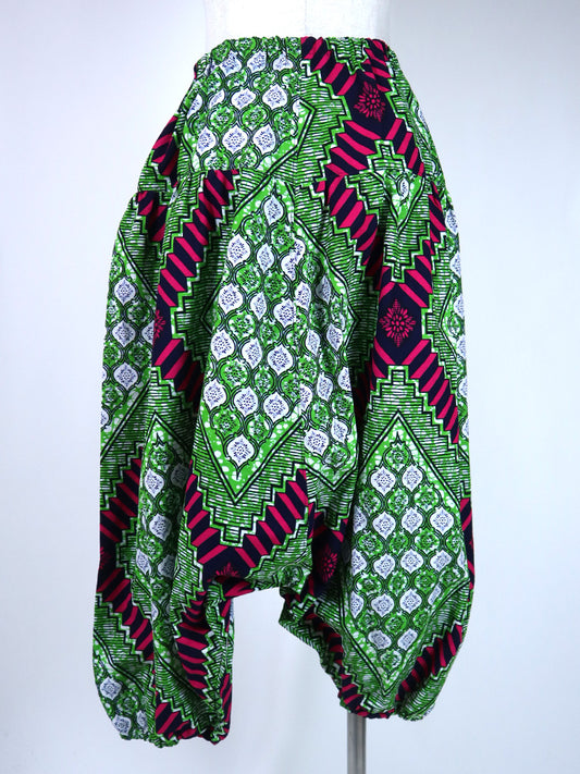 ポケット付きサルエルパンツ・ロング/グリーン×レッドステアーズ