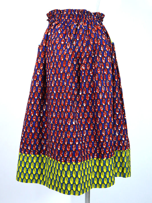 ポケット付きギャザー切り替えスカート・子安貝