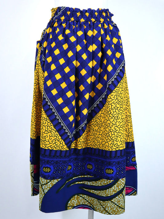 ポケット付きギャザー切り替えスカート・イエロースクエア