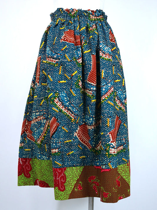 ポケット付きギャザー切り替えスカート・マリンバ