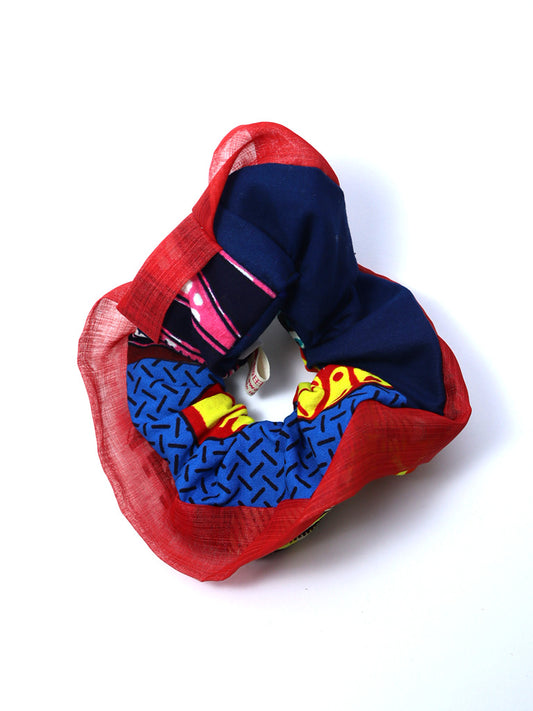 アフリカンプリントのパッチワークシュシュ・40213a