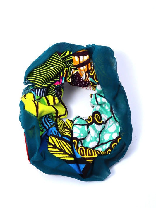 アフリカンプリントのパッチワークシュシュ・40213d