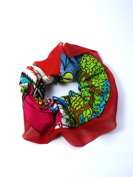 アフリカンプリントのパッチワークシュシュ・40213e