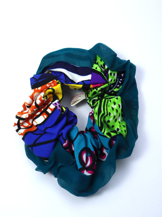 アフリカンプリントのパッチワークシュシュ・40213f