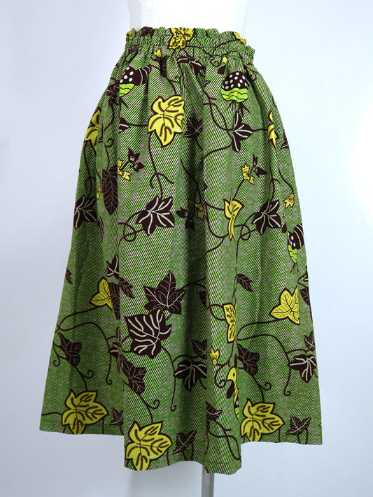 ポケット付きフォークロア・ロングスカート・アイビー