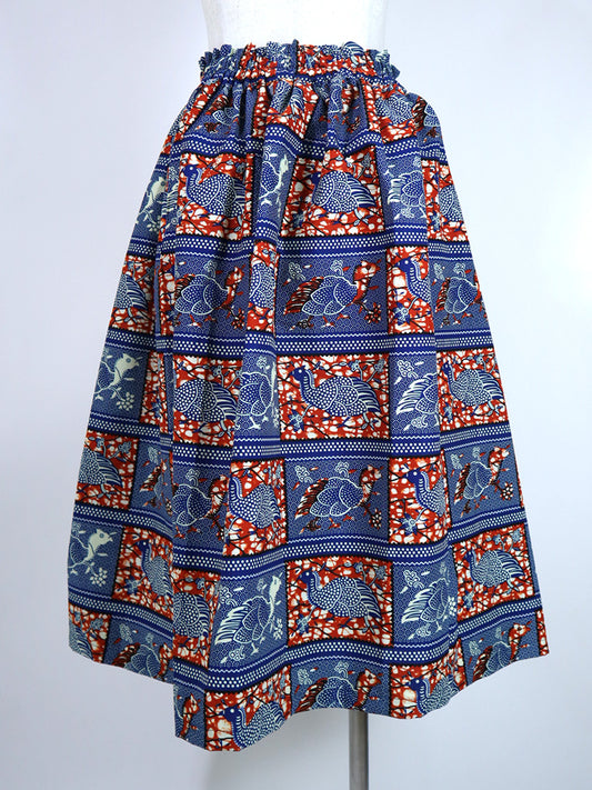 ポケット付きフォークロア・ロングスカート・ホロホロ鳥