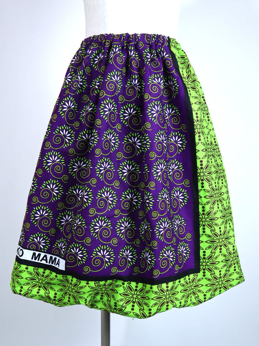 カンガのバルーンスカート・パープル×グリーン