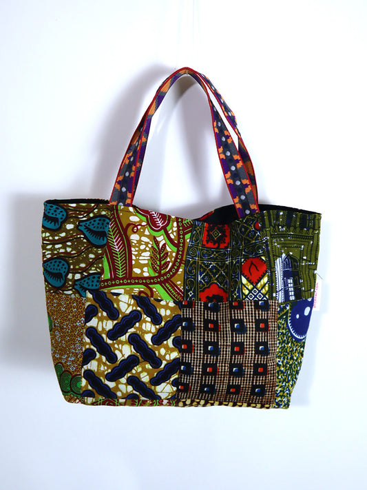 アップサイクルのパッチワーク・モチーフ・トートバッグ/ヤマアラシ