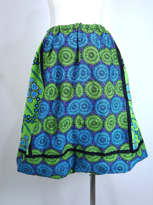 カンガのバルーンスカート・グリーン×ブルークローバー