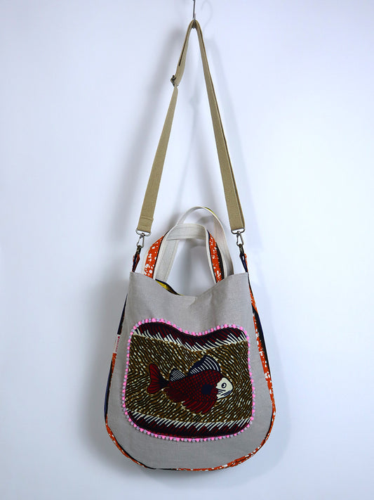 リネンの2wayトートバッグ・レッドフィッシュ