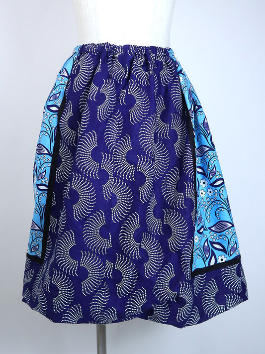 カンガのバルーンスカート・ブルー×ホワイトフラワー