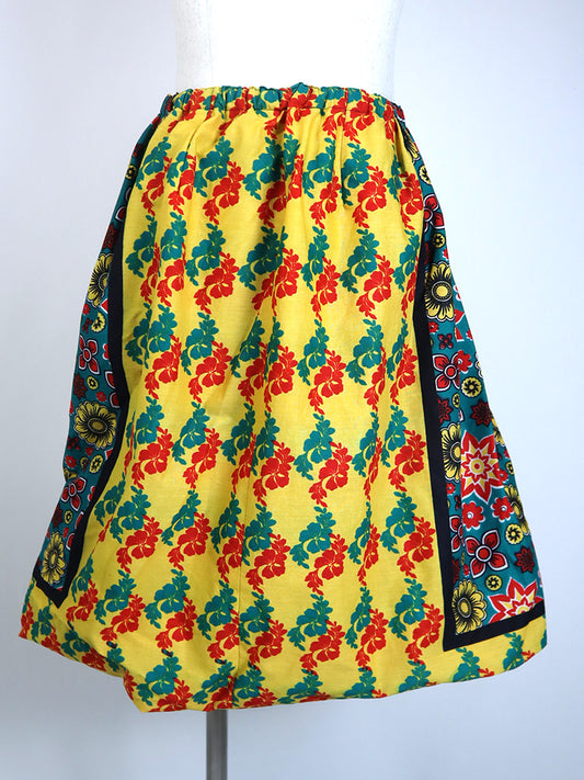 カンガのバルーンスカート・グリーン×イエローフラワー