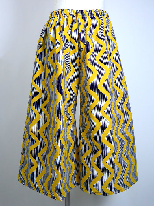 ポケット付きガウチョパンツ/ジグザグイエロー