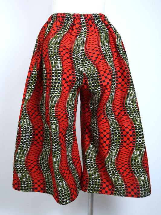 ポケット付きガウチョパンツ/レッドウェイビーストライプ