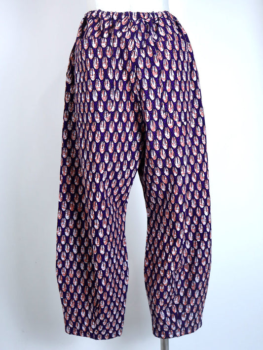 前後ポケット付きコクーンパンツ/パープル・シェル