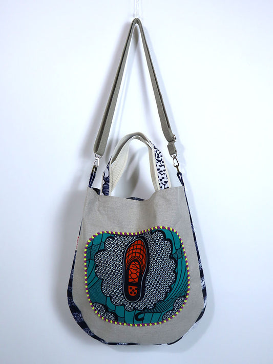 リネンの2wayトートバッグ・オレンジシューズ