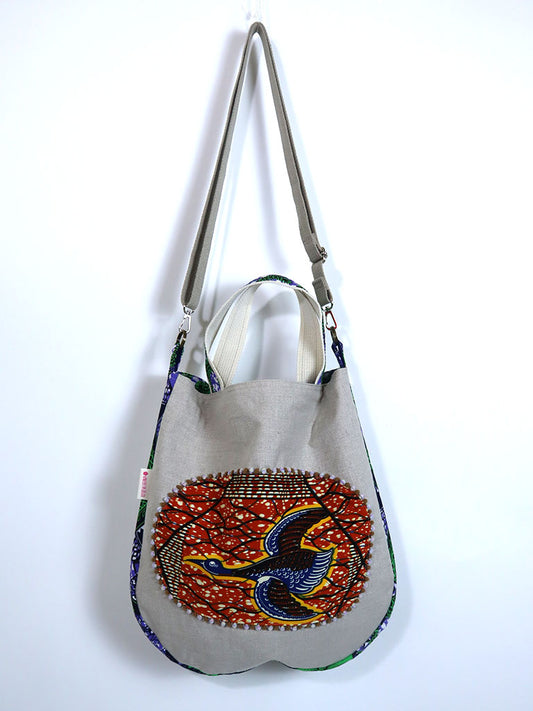 リネンの2wayトートバッグ・フライングバード