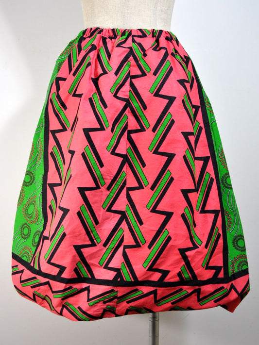 カンガのバルーンスカート・グリーン&ピンクサークル