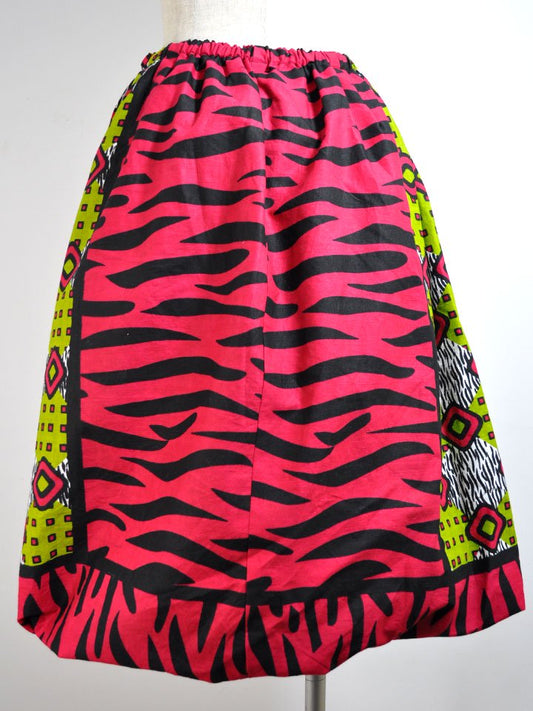 カンガのバルーンスカート・グリーン&ピンクゼブラ