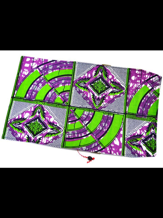 【新書用】アフリカンプリントのブックカバー・パープルエンブレム