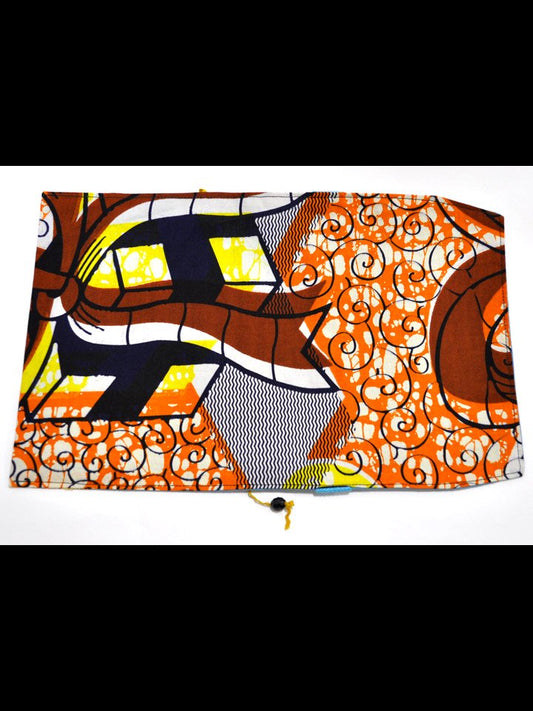 【新書用】アフリカンプリントのブックカバー・オレンジ&ギフトボックス