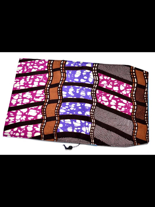 【新書用】アフリカンプリントのブックカバー・パープル&ブラウン