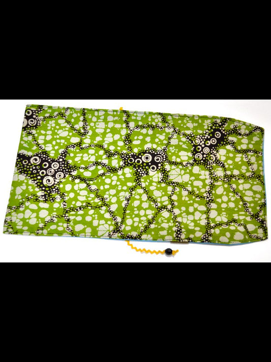 【文庫用】アフリカンプリントのブックカバー・グリーンセルラー