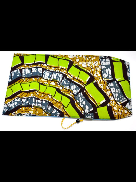 【文庫用】アフリカンプリントのブックカバー・グリーンアーク