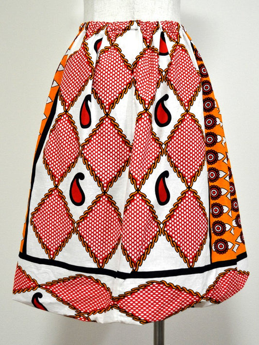 カンガのバルーンスカート・オレンジ×レッドフラワー