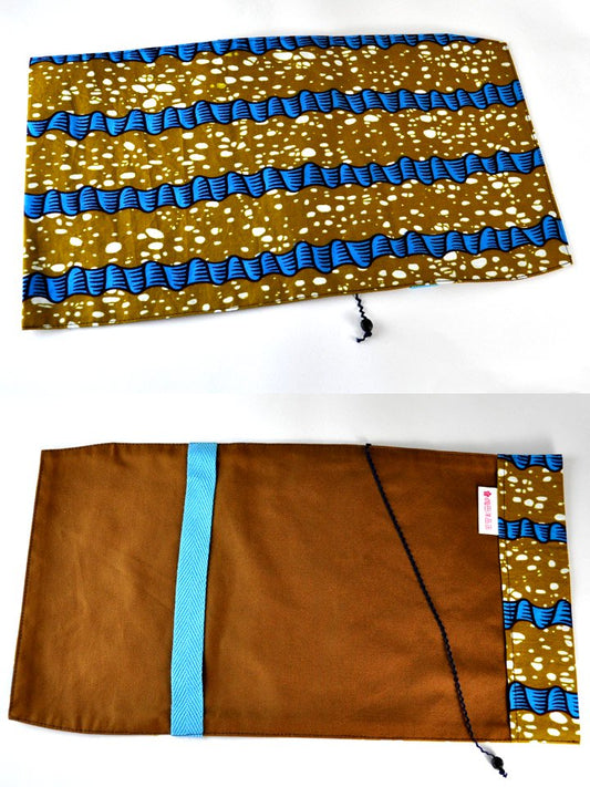 【単行本(四六判)用】アフリカンプリントのブックカバー・オーカー×ブルーリボン