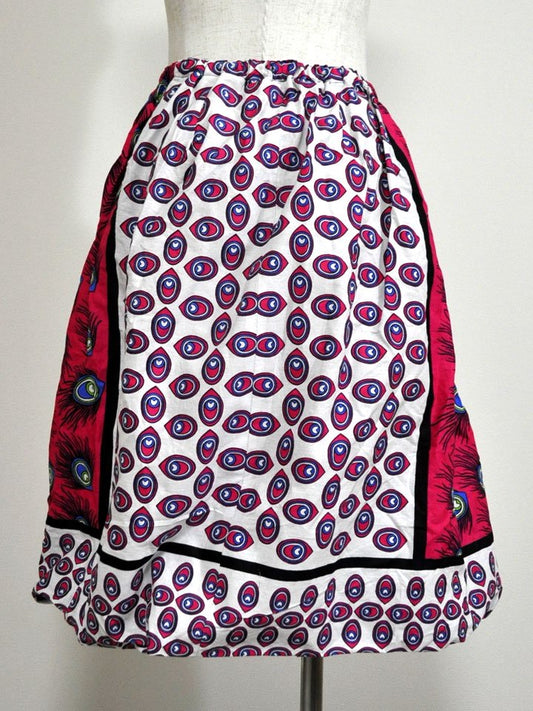 カンガのバルーンスカート・ピンク×ピーコックフェザー