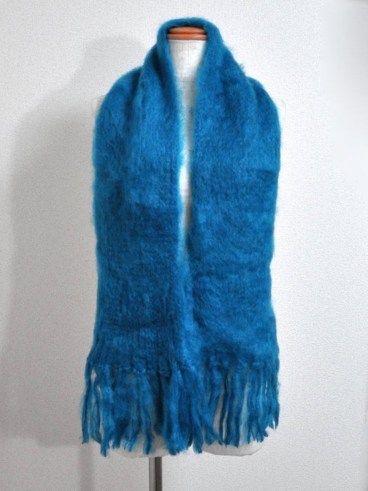 南アフリカのモヘアのマフラー・ターコイズブルー