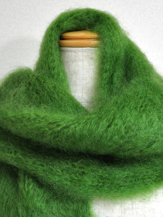 南アフリカのモヘアのマフラー・リーフグリーン