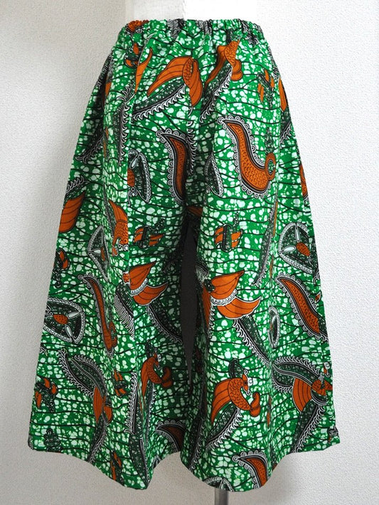 ポケット付きガウチョパンツ/グリーン・ミミクリー