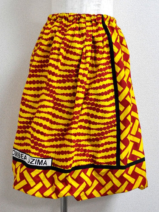 カンガのバルーンスカート・イエロー×レッドドットライン