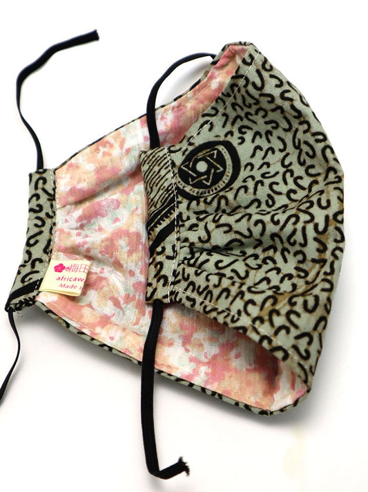 アフリカンプリントの立体型マスク h02