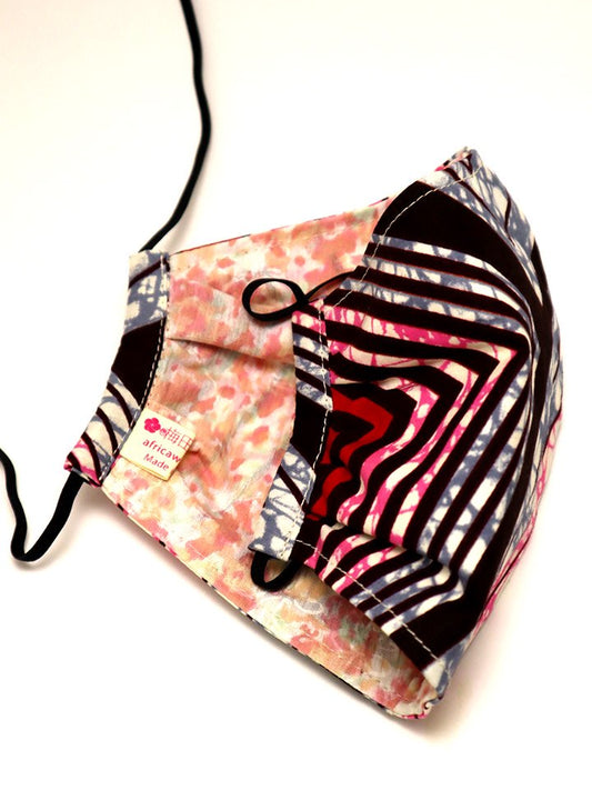 アフリカンプリントの立体型マスク i01