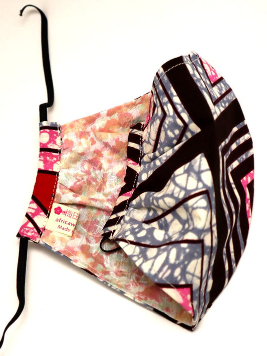 アフリカンプリントの立体型マスク i02