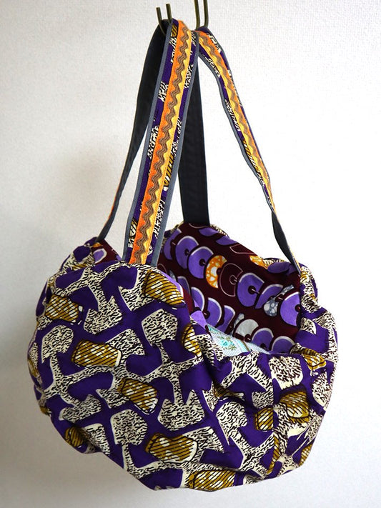 ファスナー付きパンプキンバッグ・パープルビーズ