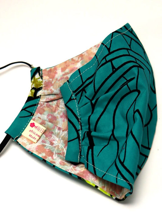 アフリカンプリントの立体型マスク k03