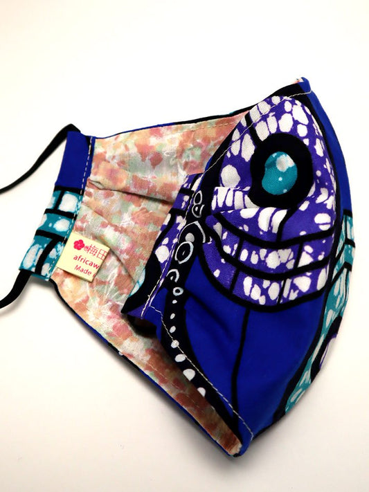 アフリカンプリントの立体型マスク k04