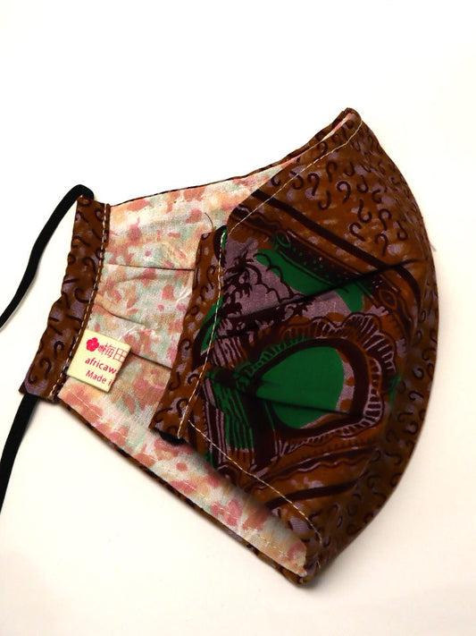 アフリカンプリントの立体型マスク k06