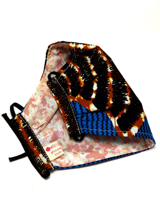 アフリカンプリントの立体型マスク k07